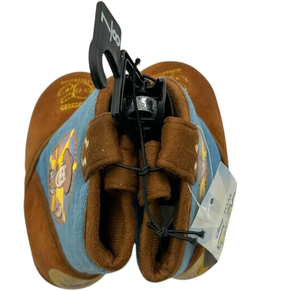 Disney Pixar Boy's Brown Toy Story Woody Cowboy‎ Nonslip Boot Slippers Size 7-8